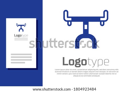 Blue Bicycle handlebar icon isolated on white background. Logo design template element. Vector.