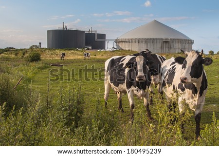 Bio Gas Installation Processing Cow Dung as part of a Farm Royalty-Free Stock Photo #180495239