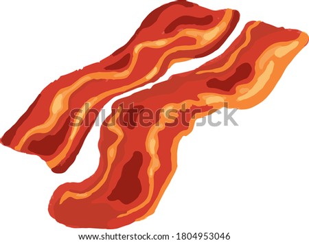 Slices of delicious bacon without background Vector