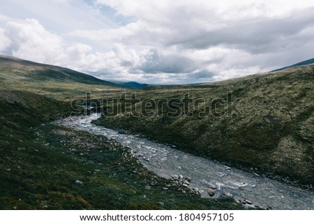 Beautiful landscape in Dovrefjell National Park on a cloudy day