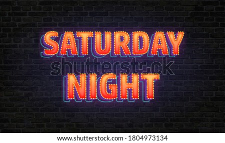 Saturday night, light and party banner. Royalty-Free Stock Photo #1804973134