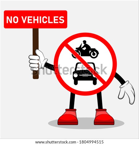 vector character of prohibited vehicle traffic sign