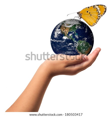 Earth care with helping hands concept ..Elements of this image furnished by NASA
