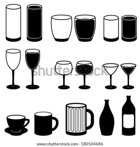 Drink Icons Set Black