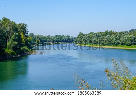 Beautiful view towards the river Sava.
 Royalty-Free Stock Photo #1805063389