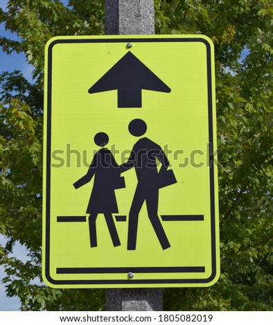Yellow colored pedestrian crossing on a street