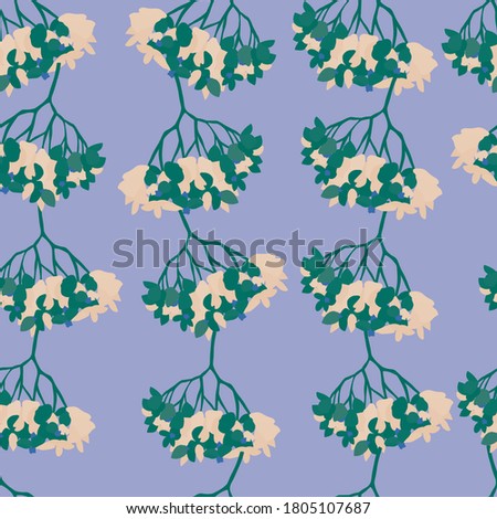 vector seamless pattern with flowers in a blue background.