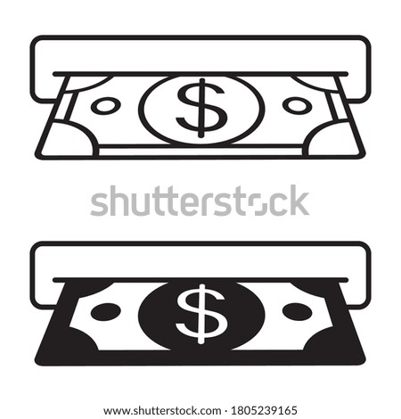 Two icon insert cash or receive money in ATM for apps and websites