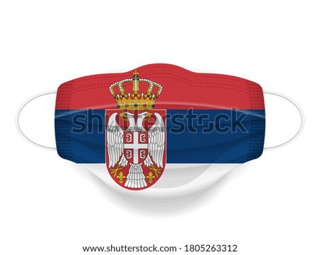 Medical mask Serbia flag on a white background. Vector illustration.