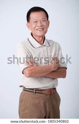 Half body of an happy asian old man in 