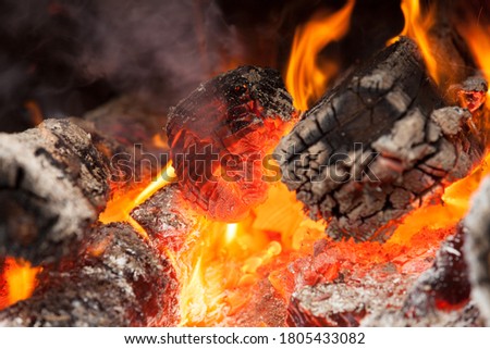 close up flames of bonfire