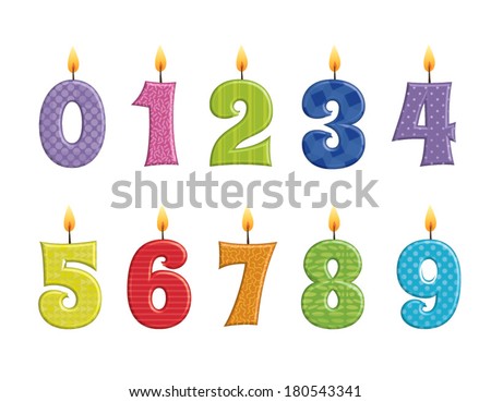 Vector illustration of birthday candles on a white background