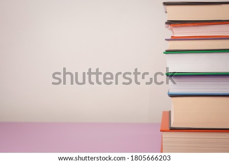 Collection books on white background.