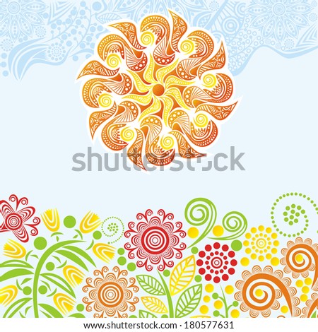 Floral pattern background sun illustration