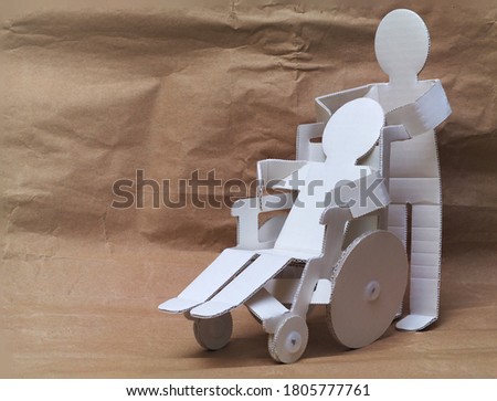 Jigsaw puzzle character wheel chair with people 3d for kids health concept