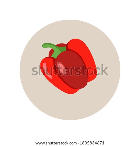 
Ripe red bell pepper on white background. Healthy vegetable icon. Vector illustration