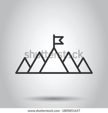 Mission champion icon in flat style. Mountain vector illustration on white isolated background. Leadership business concept.