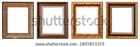 Frames baguettes gold silver set isolated on white background pattern. Royalty-Free Stock Photo #1805853319