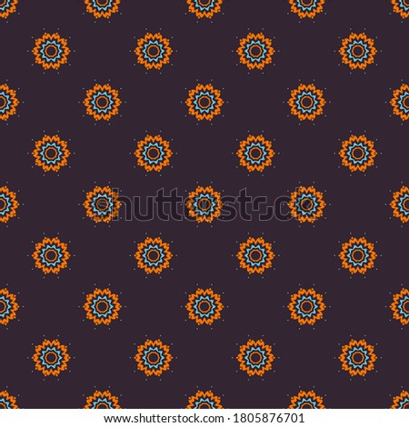 Vector seamless pattern with abstract symmetric ornament. Background with ethnic oriental motives. Versatile design for textiles, fabrics, upholstery, wallpaper and other surfaces.