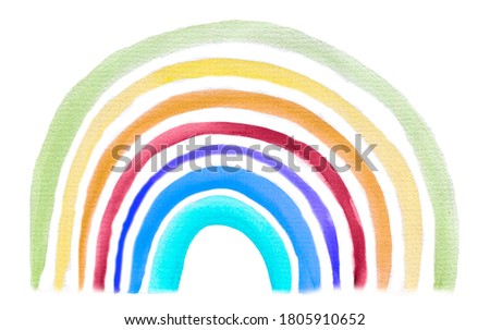 Watercolor rainbow on a white background. Bright illustration. Texture for design.