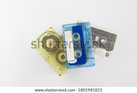 vintage compact cassette tape isolated on white background