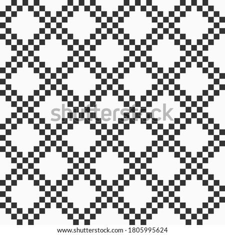 Abstract seamless rhombuses pattern. Repeating geometric ornament. Close up monochrome carpet. Ethnic tribal pattern. Vintage style. Vector monochrome background.