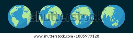Set of planet earth globe in a flat design