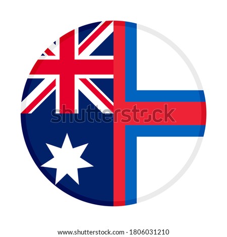 round icon with australia and faroe islands flags, isolated on white background