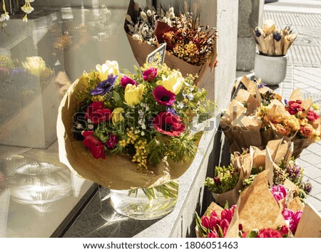 A top view of the bouquets of flowers
