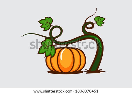pumpkin vector graphic with stalk and leaves for any business