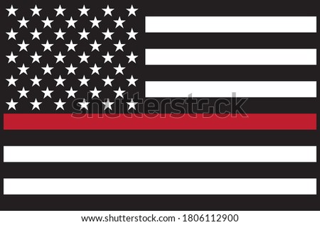 USA Firefighter Red Line Flag Isolated Vector Illustration