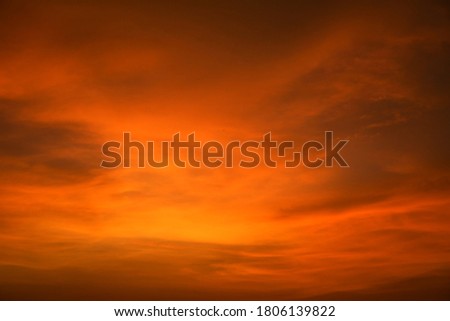 Orange sunset sky. Beautiful sky in the Evening, Cloudy sky
