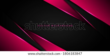 Abstract template pink metallic overlap with pink light modern technology style on black background. Vector  illustration