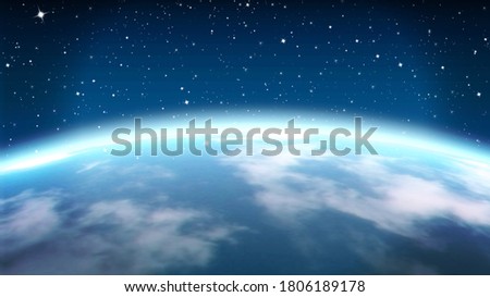 Earth planet and stars on the dark space background