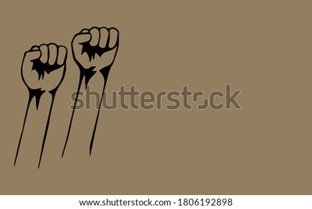 Black fists on brown background. Banner. Black Lives Matter. Blackout. Social justice concept. Vector. Royalty-Free Stock Photo #1806192898