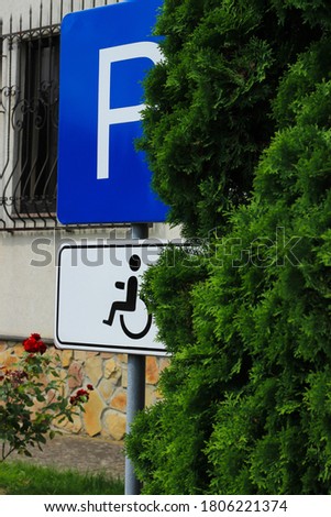 International traffic sign 'Parking' persons with disabilities