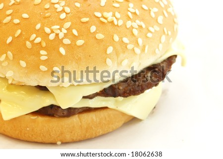American Cheeseburger Isolated on a White Background
