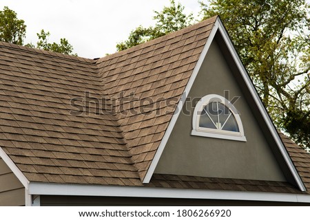 roof covered asphalt shingles roofing construction house rooftop construction Royalty-Free Stock Photo #1806266920