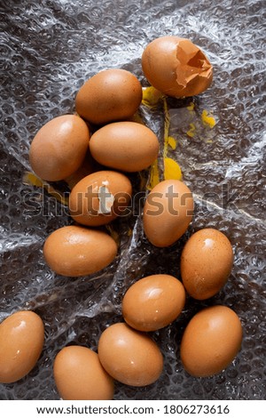 Food series: Broken egg among fine eggs