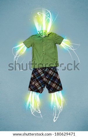 Energy light beam in casual clothes concept