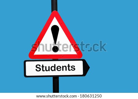 warning road sign students