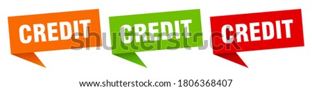 credit banner. credit speech bubble label set