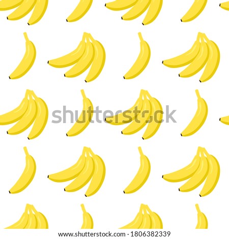 
Seamless pattern with bright and juicy banana on a white background. Print for bed linen and fabrics, wrapping paper and wallpaper.
 Stock vector illustration for decoration and design.
