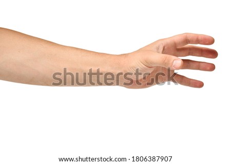 Men Hand Grasps on a White Background Isolated Royalty-Free Stock Photo #1806387907