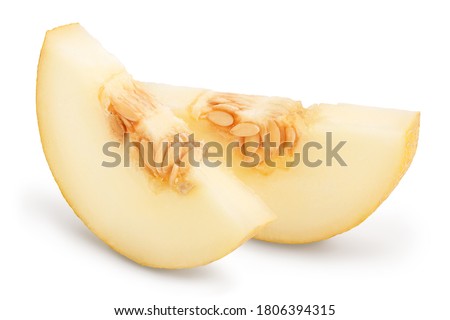 Melon slice isolated on white background with clipping path and full depth of field