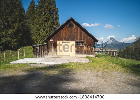 Old wooden barn in the swiss mountains