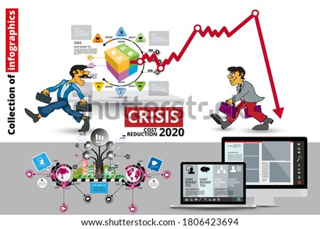 Crisis impact on global economy and stock markets. Financial crisis concept illustration