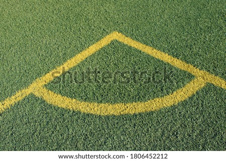 Soccer field corner on artificial turf. 