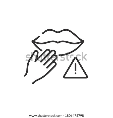 Avoid touching mouth icon. COVID-19 prevention. Line vector. Isolate on white background. EPS 10