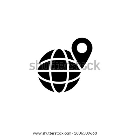 Location Icon in black flat glyph, filled style isolated on white background